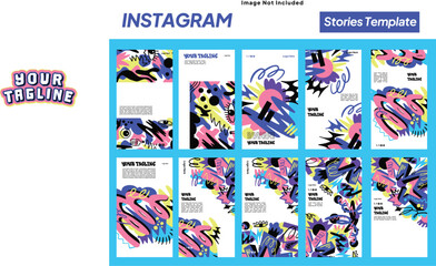 Story Template with Maximalism Style color pop art design
