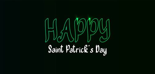 Happy Saint Patrick's Day green neon text design
