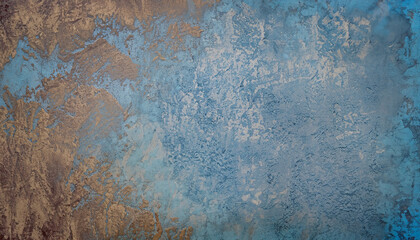 Textured wall in vintage style. Blue and brown texture. Decorative plaster.