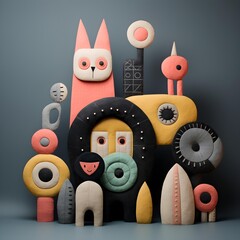 A whimsical children's toy with soft, inviting textures and playful shapes