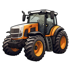 tractor clipart illustration for sticker and tshirt design with transparent background