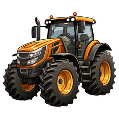 Obraz premium tractor clipart illustration for sticker and tshirt design with transparent background