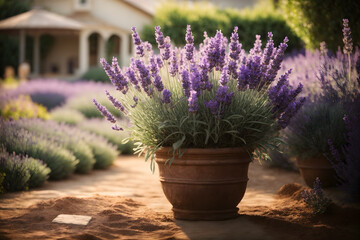 Beautiful lavender flowers blooming in a garden
