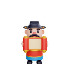 3D illustration of God of Wealth pose, Chinese New Year concept