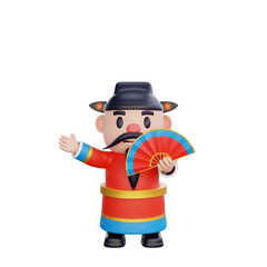3D illustration of God of Wealth pose, Chinese New Year concept