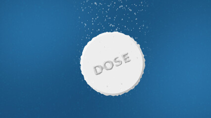 Effervescent Tablet with Dose Text Dissolving in Water