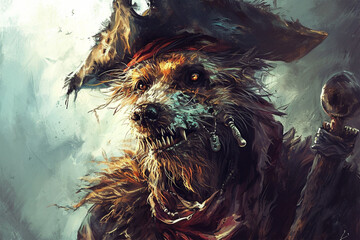 Fototapeta premium zombie dog pirate illustration