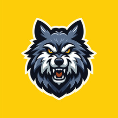 HEAD WOLF MASCOT ILLUSTRATION VECTOR