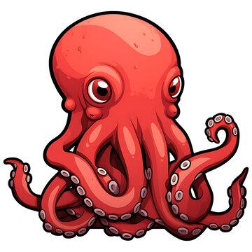 cute octopus clipart illustration with transparent background