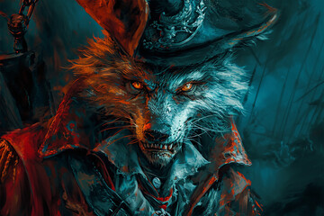 zombie fox pirate illustration