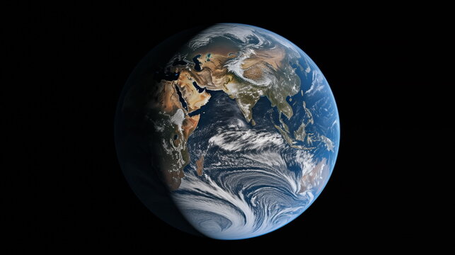 Earth planet in outer space. Solar system element.  Satellite photo. Generated AI.