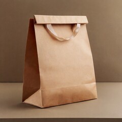 Green Packaging Solution: Brown Craft Paper Bag Mockup for Food