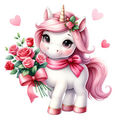 cute watercolor valentine unicorn