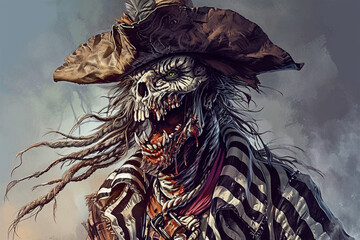 zombie lion pirate illustration