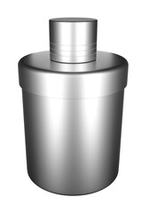 Blank stainless steel package for insert brand label. 3d render color background