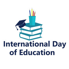 International Education Day design for signs, symbols, icons, logos, banners, posters, social media post 3D Illustration.
