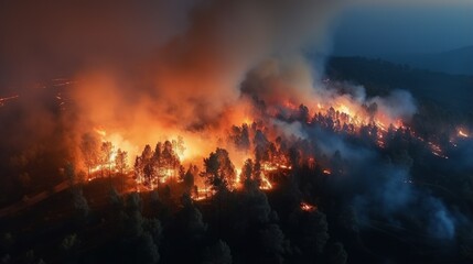 Walls of smoke that come from forest fires, wild fires or forest fires that burn with a lot of smoke