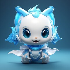  Adorable Extraterrestrial, 3D Render Featuring a Cute Alien with Blue Eyes and Wings