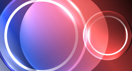 Neon glass circle copyspace for your text or product presentation geometric background. Vector illustration For Wallpaper, Banner, Background, Card, Book Illustration, landing page