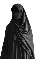 black Hijab, white mannequin, transparent background, isolated image, generative AI