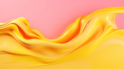Abstract fluid design with vibrant yellow and pink hues, creating a playful and modern artistic background.