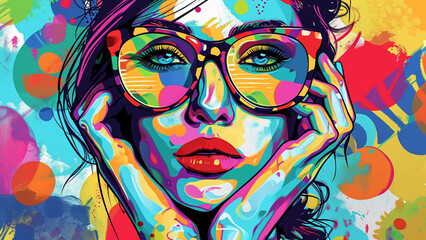 Expressive Pop Art Self-Portrait Vibrant Colors and Thoughtful Themes
