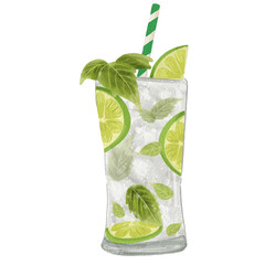 mojito cocktail isolated on white