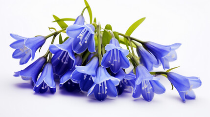 blue bluebell flowers isolated on white background 