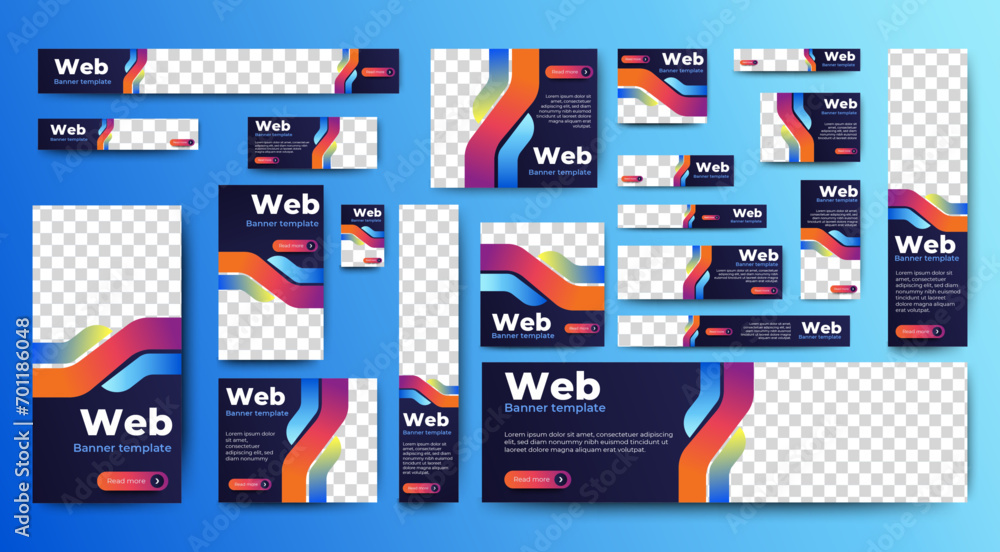 Poster set of promotion kit banner template design with modern and minimalist concept user for web page, ad