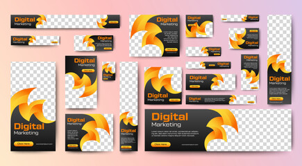 Digital Marketing web banner ads template. set ofpromotion kit banner template design with modern and minimalist concept. vector