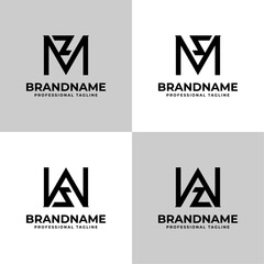 Modern Letter AZ, AS, VZ, and VS Monogram Logo Set, suitable for business with AZ, AS, VZ, and VS initials - obrazy, fototapety, plakaty