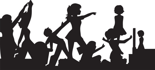 silhouettes of children
