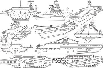 Aircraft Carrier SVG Outline, Aircraft Carrier Vector Art