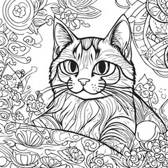 Cat with flower illustration