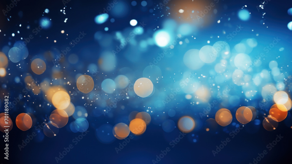 Aufkleber an abstract scene of blue bokeh lights interspersed with dust particles creating a cosmic and magica