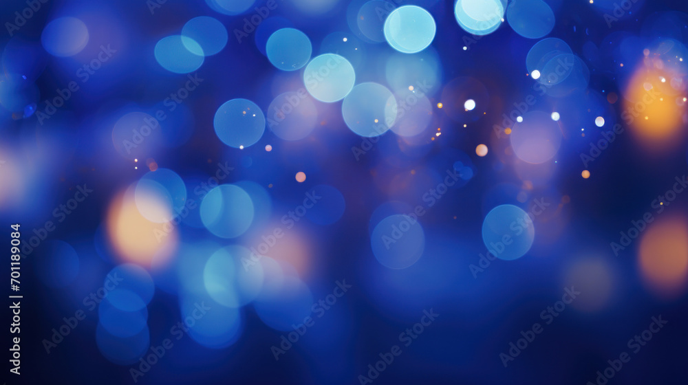 Aufkleber an abstract scene of blue bokeh lights interspersed with dust particles creating a cosmic and magica