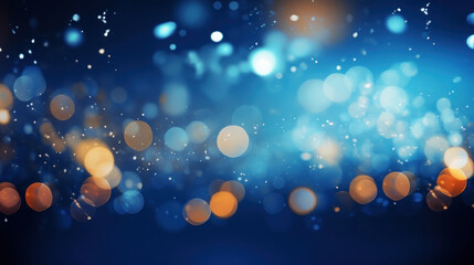 An abstract scene of blue bokeh lights interspersed with dust particles creating a cosmic and magical atmosphere.