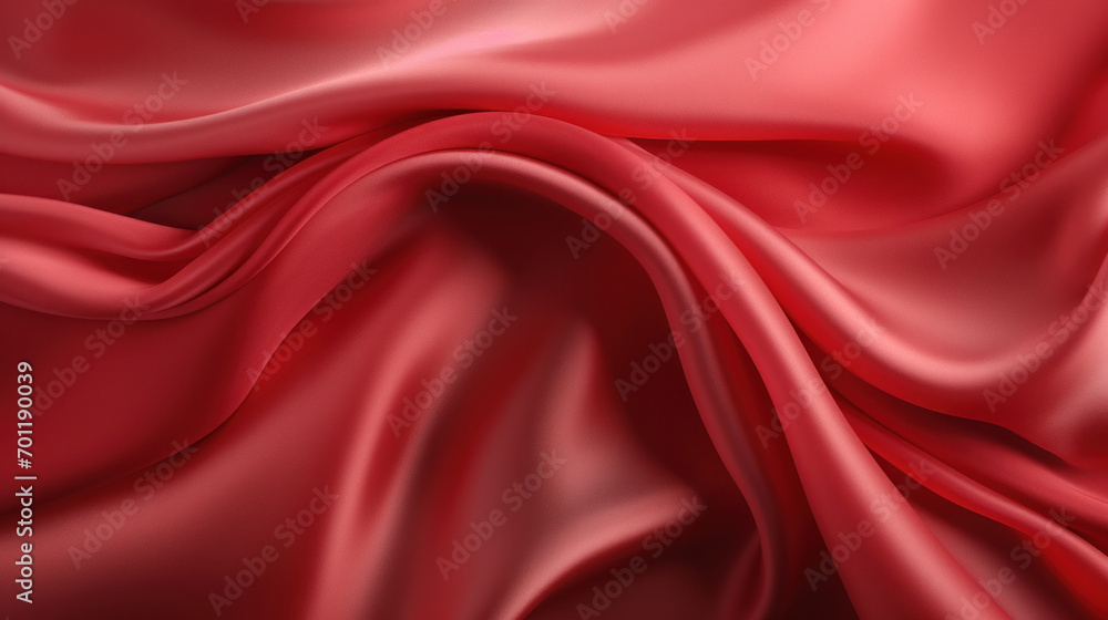 Poster smooth waves of luxurious red satin fabric create a dynamic and rich texture, symbolizing elegance a