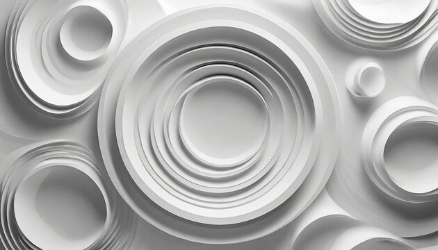 Ethereal Neomorphism: White Waves of Abstract Circles"