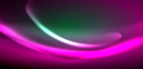 Dynamic waves in ethereal glow of neon lights. Concept merges fluidity of motion with vibrant allure of neon, crafting entrancing backdrop that embodies both vitality and futuristic sophistication