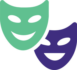 theater mask icons for cultural or entertainment materials, isolation on white background,, anime style, rgb color, oil painting, icon colored shapes gradient