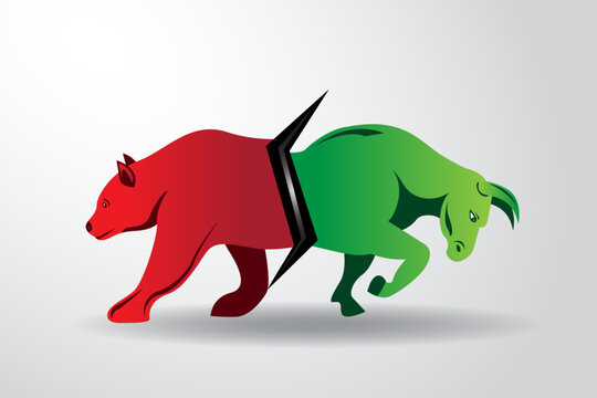 stock market bull and bear concept vector