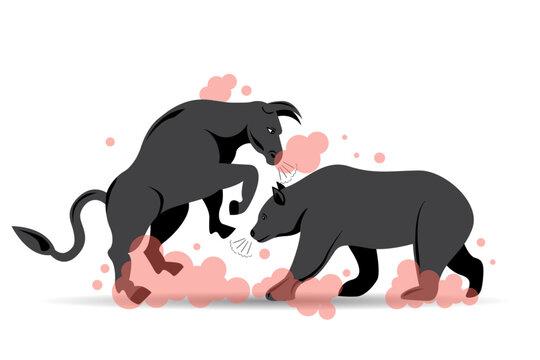 stock market bear and bull fight vector