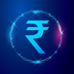 indian currency, rupee with circular light effect