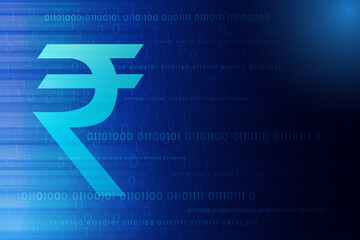 digital rupee indian currency technology background vector