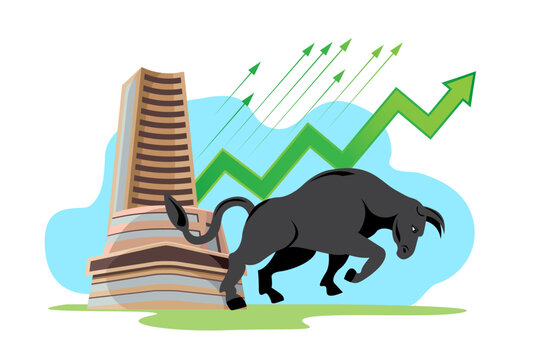 Bombay stock exchange bull run profit vector