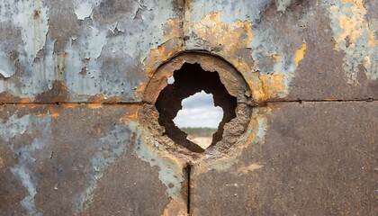 old metal door, A hole in the side of a rusted metal wall, an abstract sculpture featured on unsplash,