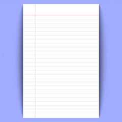 Notebook paper with paper lines background vector