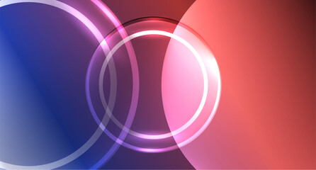 Neon glass circle copyspace for your text or product presentation geometric background. Vector illustration For Wallpaper, Banner, Background, Card, Book Illustration, landing page
