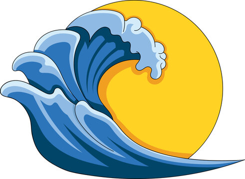 adventure logo, exciting images of waves and sun and nature